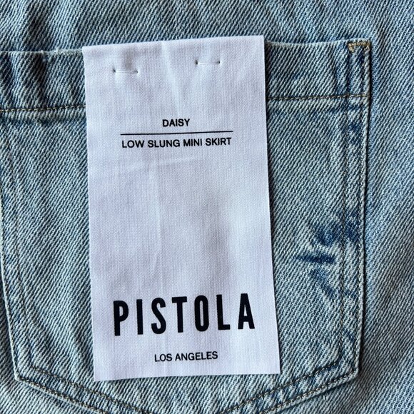 Pistola Daisy Low Slung Mini Skirt Denim Nimes Wash Size 31 NWT - Picture 7 of 10